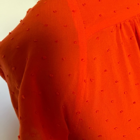 Anthropologie Maeve orange blouse with button sleeves and little dot design - Picture 6 of 8